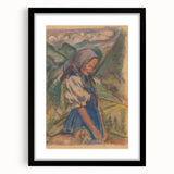 Expressionist Landscape – Girl with Dog Pastel Canvas Print