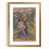 Expressionist Landscape – Girl with Dog Pastel Canvas Print