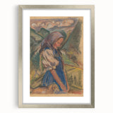 Expressionist Landscape – Girl with Dog Pastel Canvas Print