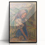 Expressionist Landscape – Girl with Dog Pastel Canvas Print