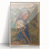 Expressionist Landscape – Girl with Dog Pastel Canvas Print