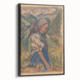 Expressionist Landscape – Girl with Dog Pastel Canvas Print