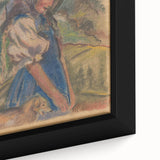 Expressionist Landscape – Girl with Dog Pastel Canvas Print