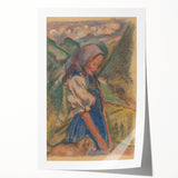 Expressionist Landscape – Girl with Dog Pastel Canvas Print