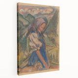 Expressionist Landscape – Girl with Dog Pastel Canvas Print