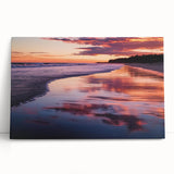 Stretched canvas artwork showcasing a vibrant beach landscape with vivid blues and greens, perfect for coastal home decor. Ideal for creating a serene atmosphere.