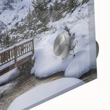 Close-up of a stunning acrylic glass landscape bridge artwork, showcasing vibrant colors and intricate details, perfect for modern home decor and art enthusiasts.