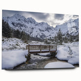 Landscape bridge design showcased in a side view, crafted from acrylic glass without pins, highlighting its sleek edges and modern aesthetic, ideal for contemporary decor.