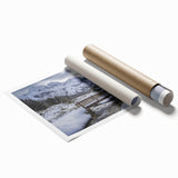 Rolled print showcasing a stunning landscape bridge design with vibrant colors and intricate details, expertly packaged in a durable cardboard tube for safe transport. This art piece adds a touch of elegance to any decor, perfect for nature lovers and art enthusiasts alike.