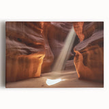 Stretched canvas artwork depicting a vibrant landscape of canyons in rich hues of red and orange, designed to enhance modern home decor with a natural motif.
