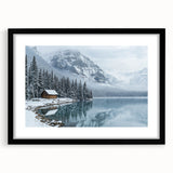 Black-framed landscape artwork showcasing a serene countryside scene, complete with a mat border for an elegant presentation, perfect for home decor.