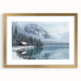 Elegant gold-framed landscape art print showcasing a picturesque countryside scene with a mat border, ideal for home decor or office enhancement.