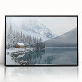 Framed acrylic landscape artwork showcasing a serene countryside scene, featuring lush green fields and a tranquil blue sky, presented in a sleek black frame.