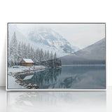 Framed acrylic artwork depicting a serene countryside landscape with vibrant green fields and a clear blue sky, set in a sleek white frame, perfect for home decor.