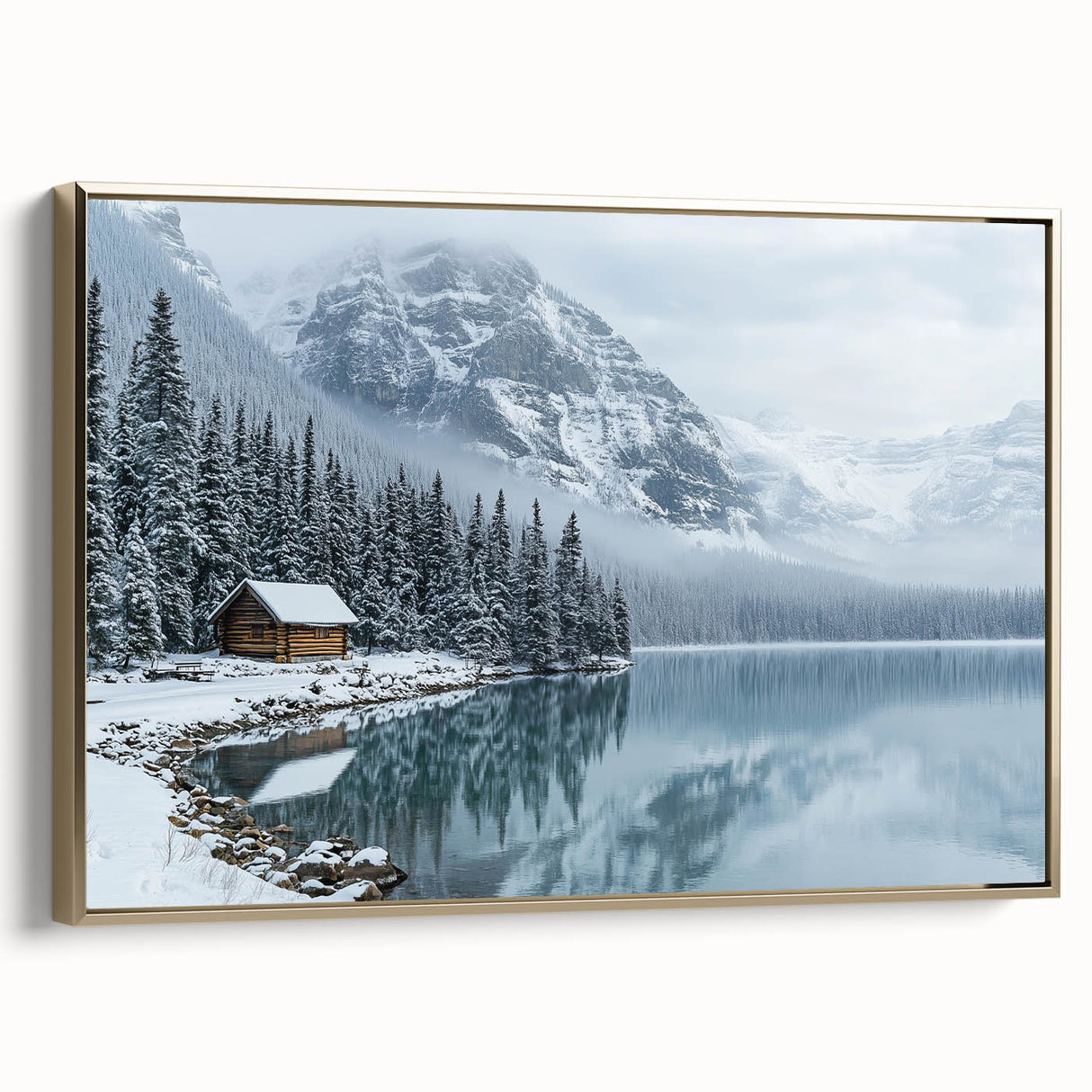 Framed canvas art showcasing a serene countryside landscape with vibrant green fields and a golden frame, perfect for adding elegance to home decor.