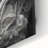 Large abstract wall art in mid-century modernist style, featuring organic shapes in earth tones on acrylic glass.