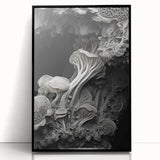 Large abstract wall art in muted earth tones, framed in black acrylic, suitable for modern living room decor.