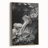 Framed canvas landscape painting with muted earth tones, featuring a close-up natural scene, ideal for bedroom wall art.