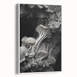 Extra large framed canvas featuring a vintage poster art of black and colorful natural elements, ideal for living room decor.