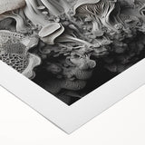 Art deco poster featuring geometric patterns in gold and black on rolled canvas, suitable for dining room decor.