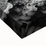 Large art featuring a black and white landscape painting on stretched canvas, suitable for bedroom decor.