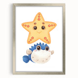 Cute Starfish & Pufferfish Nursery Wall Art – Baby Room Decor