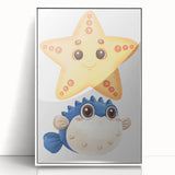 Cute Starfish & Pufferfish Nursery Wall Art – Baby Room Decor
