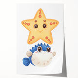 Cute Starfish & Pufferfish Nursery Wall Art – Baby Room Decor