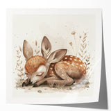 Resting Fawn - Kids Room Wall Art Canvas and Framed Options