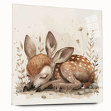 Resting Fawn - Kids Room Wall Art Canvas and Framed Options