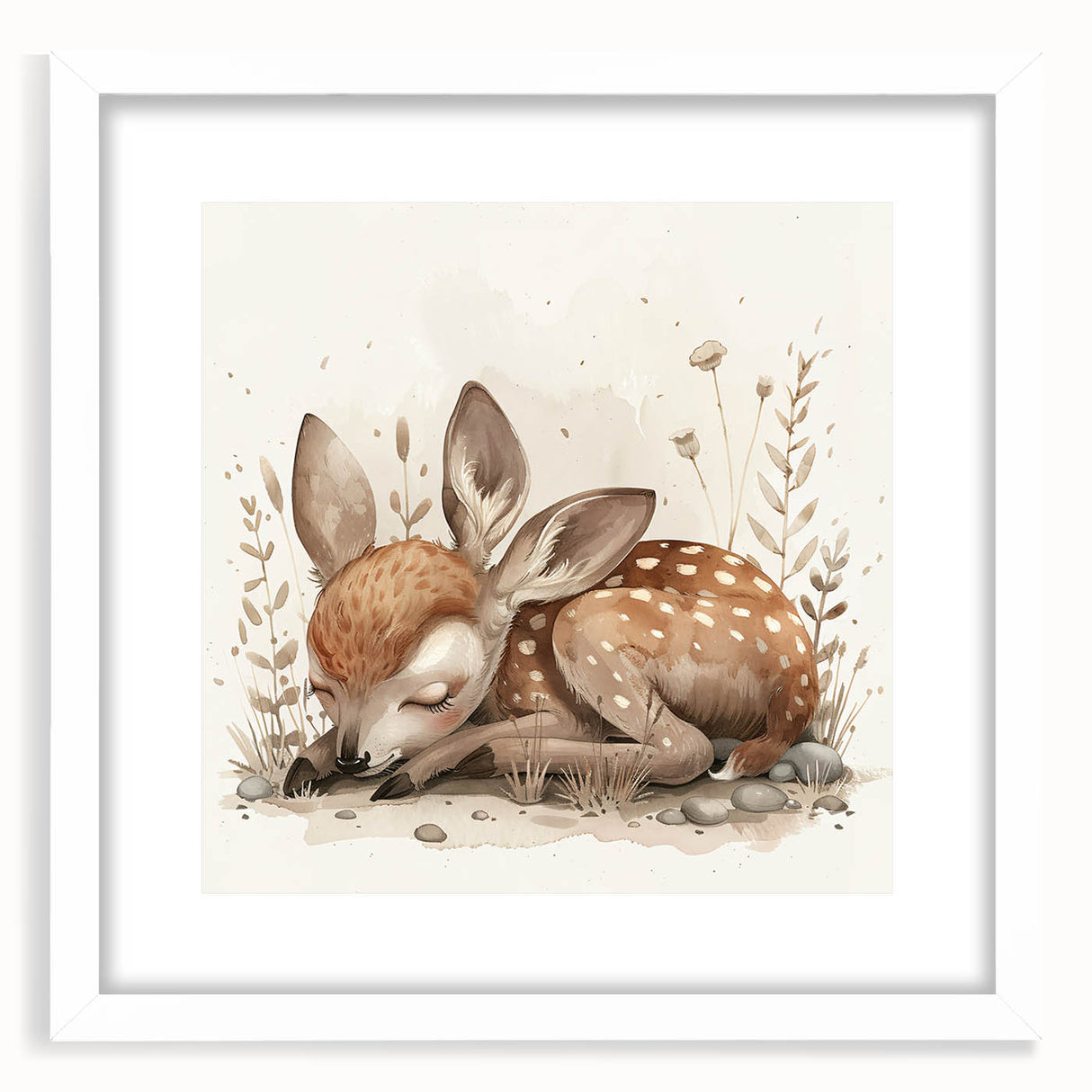 Resting Fawn - Kids Room Wall Art Canvas and Framed Options
