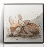 Resting Fawn - Kids Room Wall Art Canvas and Framed Options