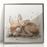 Resting Fawn - Kids Room Wall Art Canvas and Framed Options
