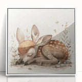 Resting Fawn - Kids Room Wall Art Canvas and Framed Options