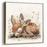 Resting Fawn - Kids Room Wall Art Canvas and Framed Options