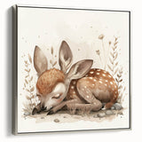 Resting Fawn - Kids Room Wall Art Canvas and Framed Options