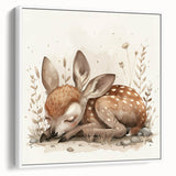 Resting Fawn - Kids Room Wall Art Canvas and Framed Options