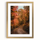 Extra large abstract art print featuring textured autumn hues in a gold frame, ideal for living room decor.