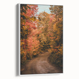 Vintage poster art featuring a colorful autumnal scene on a large framed canvas, ideal for living room decor.