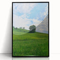Large abstract wall art depicting spring themes in soft green and yellow tones on a black framed acrylic.