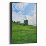 Black and white vintage poster art of a spring landscape on framed canvas, suitable for bedroom wall decor.