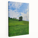 Spring-themed abstract art on stretched canvas with green and pink tones, suitable for kitchen wall art.