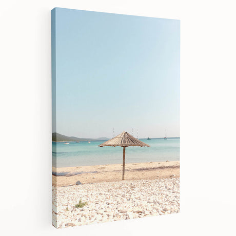 Abstract depiction of summer with vibrant orange and yellow tones on a large stretched canvas, ideal for kitchen wall art.