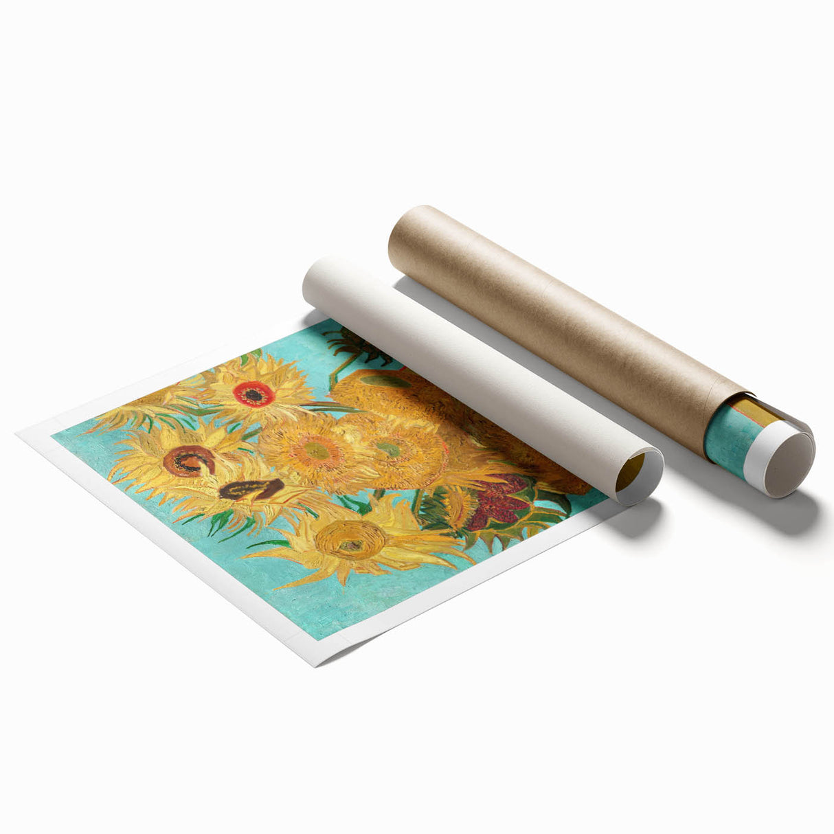 Extra large rolled print depicting Van Gogh-inspired floral art in vibrant colors.