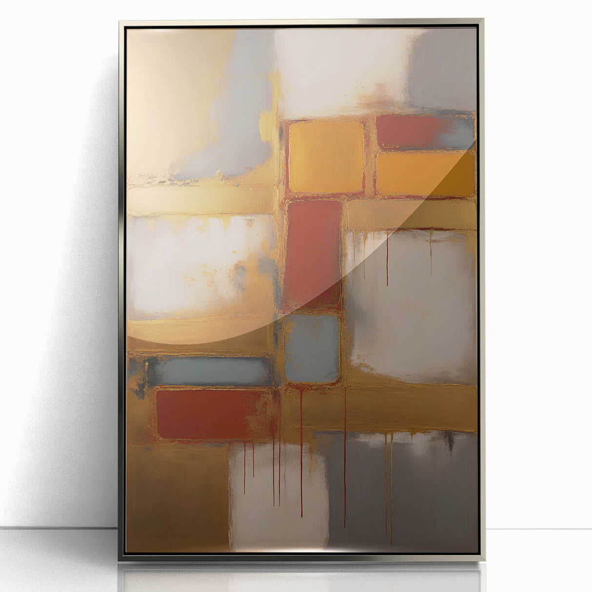 Abstract strokes wall art featuring dynamic silver and gray hues in a sleek frame, ideal for modern decor, enhancing living spaces with a touch of elegance.