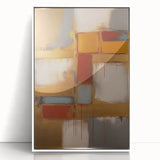 Framed abstract strokes wall art in white acrylic, showcasing vibrant colors and dynamic brushwork, perfect for modern home decor and artistic expression.