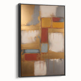 Framed canvas wall art featuring abstract strokes in black and white, showcasing a modern design with a sleek side view, perfect for contemporary decor.