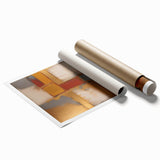 Abstract strokes wall art print showcasing vibrant colors in a fluid design, rolled and ready for framing, perfect for modern home decor.