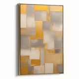 Framed canvas wall art displaying abstract strokes in gold and black, highlighting a modern aesthetic ideal for contemporary home decor. The side view emphasizes the sleek frame and rich texture, perfect for enhancing interior spaces.