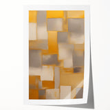 Abstract strokes wall art print showcasing vibrant colors of blue, orange, and yellow, rolled and ready for framing, ideal for modern home decor.